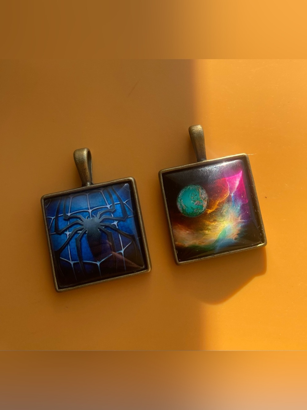 2 Piece Bundle of Glass Cabochon Charm Pendants / Keychain / DIY Jewelry